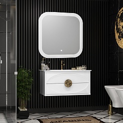 Opadiris Мебель для ванной Ибица 90 подвесная белая/золото – фотография-2